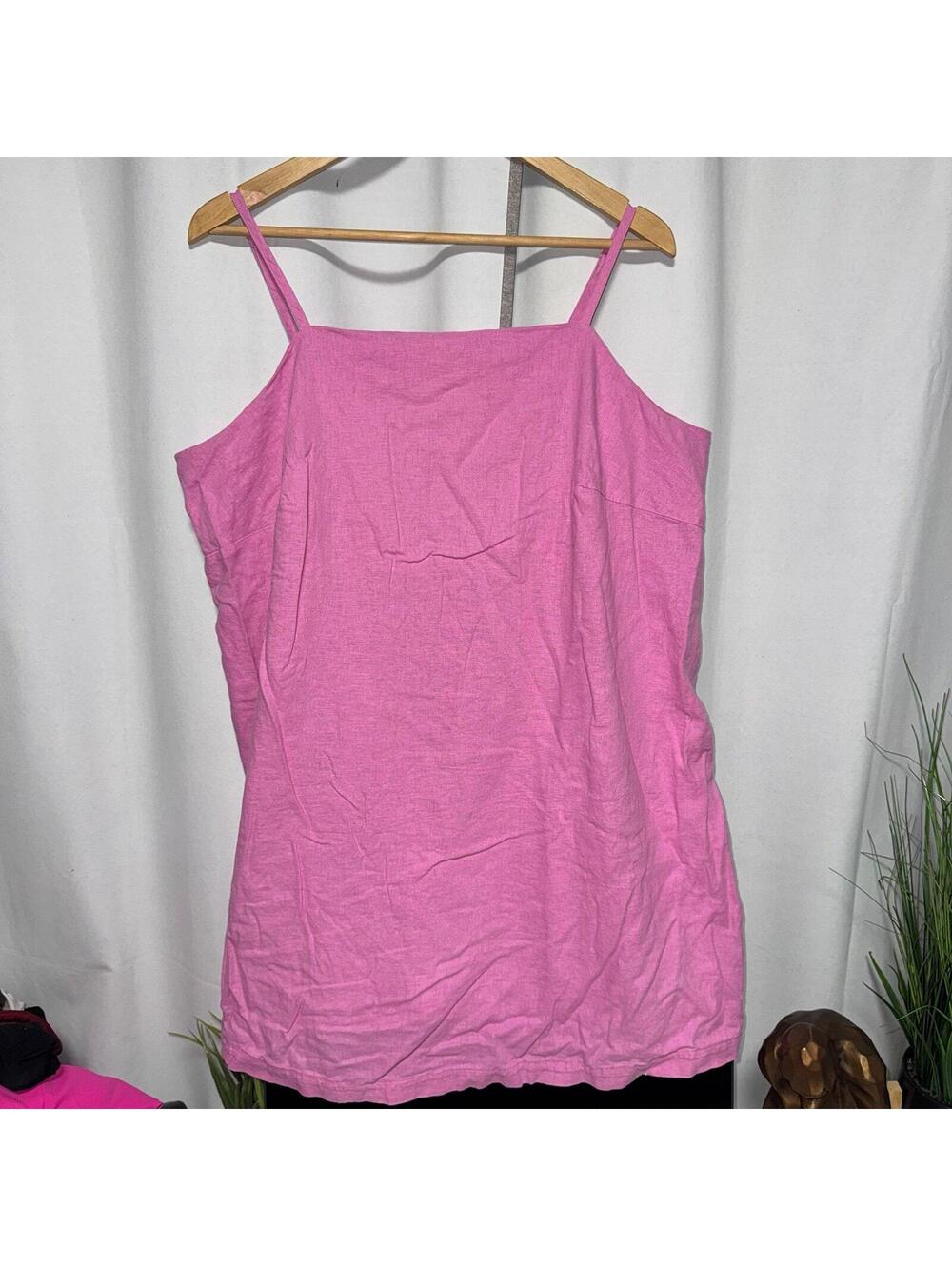A New Day linen blend pink spaghetti strap mini dress XXL